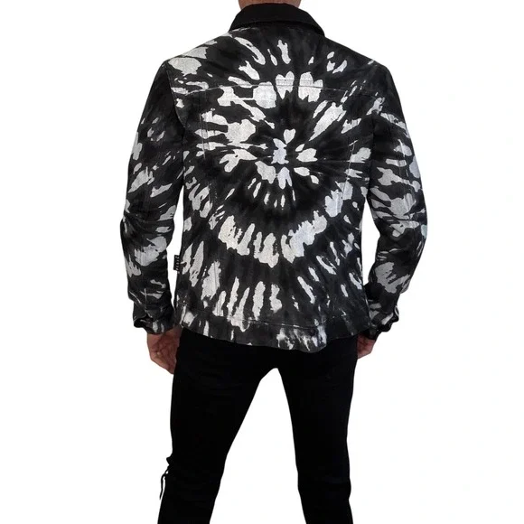 Philipp Plein "Washed with Love" Black White Tie-Dye Denim Jacket Size M | Rare - Picture 11 of 11
